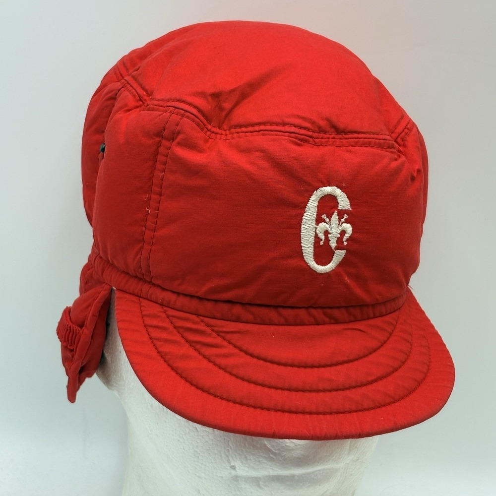 Vintage Conte of Florence Down Ear Flap Winter Ski Hat VERO PIUMINO Italy Red
